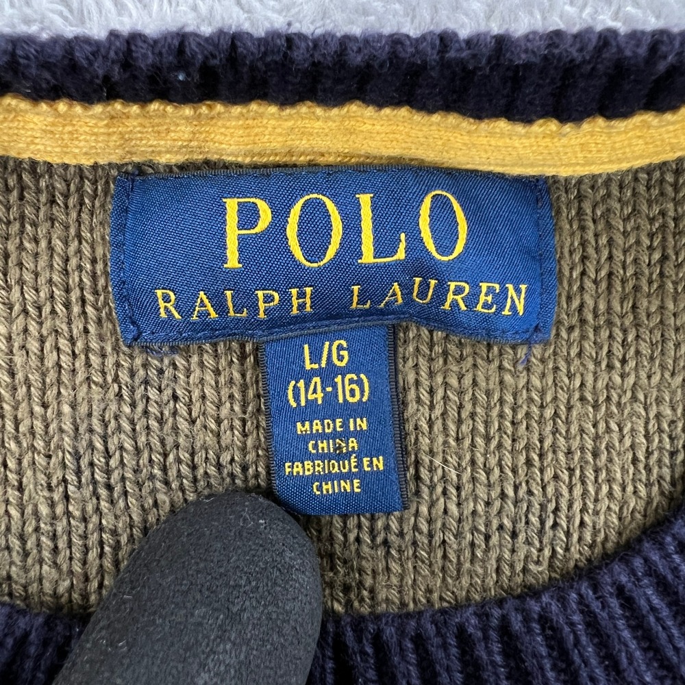 Polo Ralph Lauren Camo Tiger Varsity Sweater Boys L 14-16 Green Crewneck Knit - Picture 4 of 10